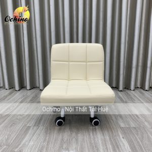 (FREESHIP)Ghế Ngồi Làm Nail Có Bánh Xe Mẫu Vịn Inox Không Tay Tựa Lưng Tiện Lợi Chân Trắng Sang Chảnh Cao 22cm